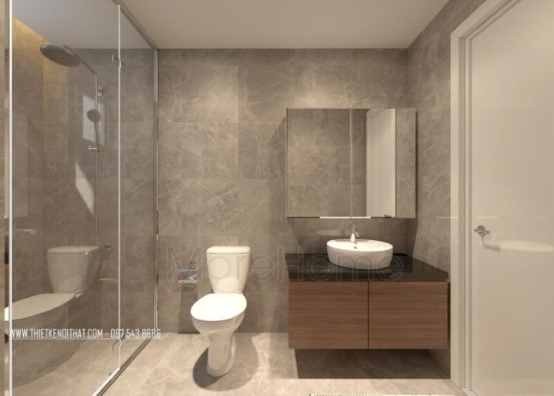 Mẫu kệ tủ lavabo hiện đại được làm với gỗ công nghiệp nhẹ nhàng tạo cảm giác thanh thoát hơn cho không gian