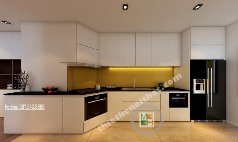 Trang trí nội thất phòng bếp chung cư phong cách hiện đại