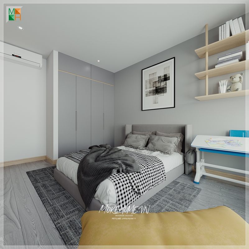 Tủ quần áo gỗ công nghiệp màu xám mang đến sự tiện nghi và mang đến 1 không gian phòng ngủ ấn tượng, sang trọng.